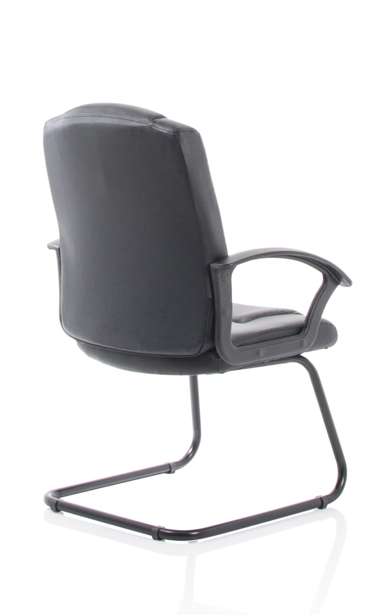 Elana Medium Back Black Bonded Leather Black Frame Cantilever Visitor Chair - Image 7