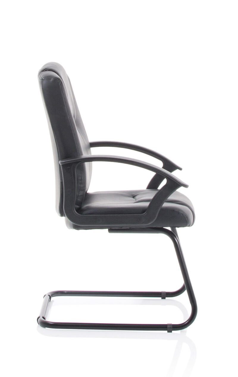 Elana Medium Back Black Bonded Leather Black Frame Cantilever Visitor Chair - Image 8