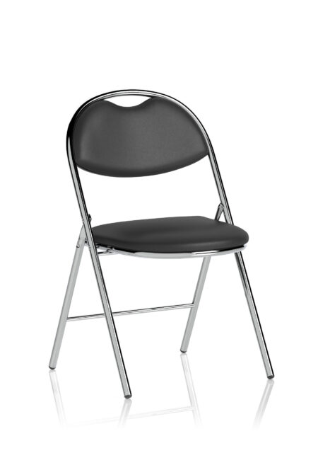Venice High Back Black Vinyl Chrome Frame Folding Visitor Chair