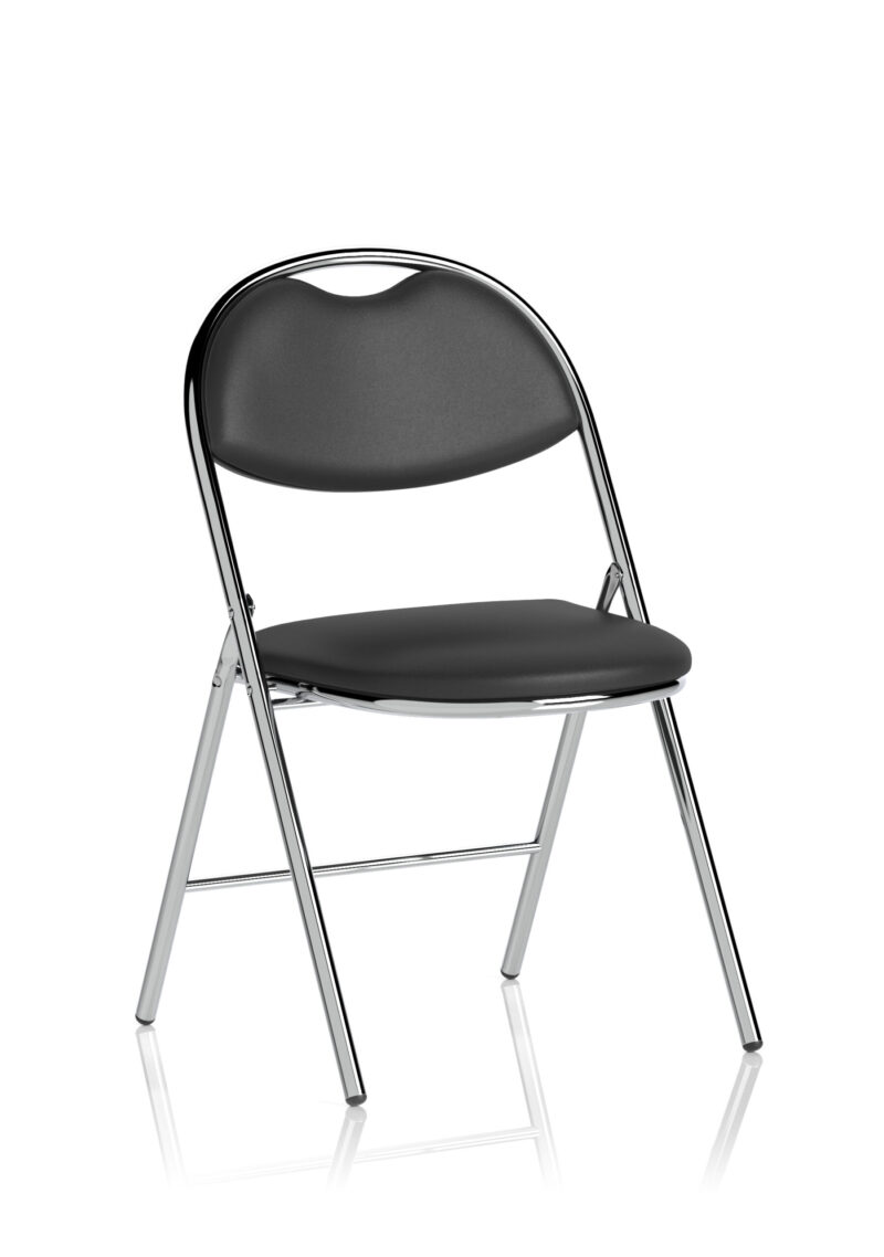 Venice High Back Black Vinyl Chrome Frame Folding Visitor Chair