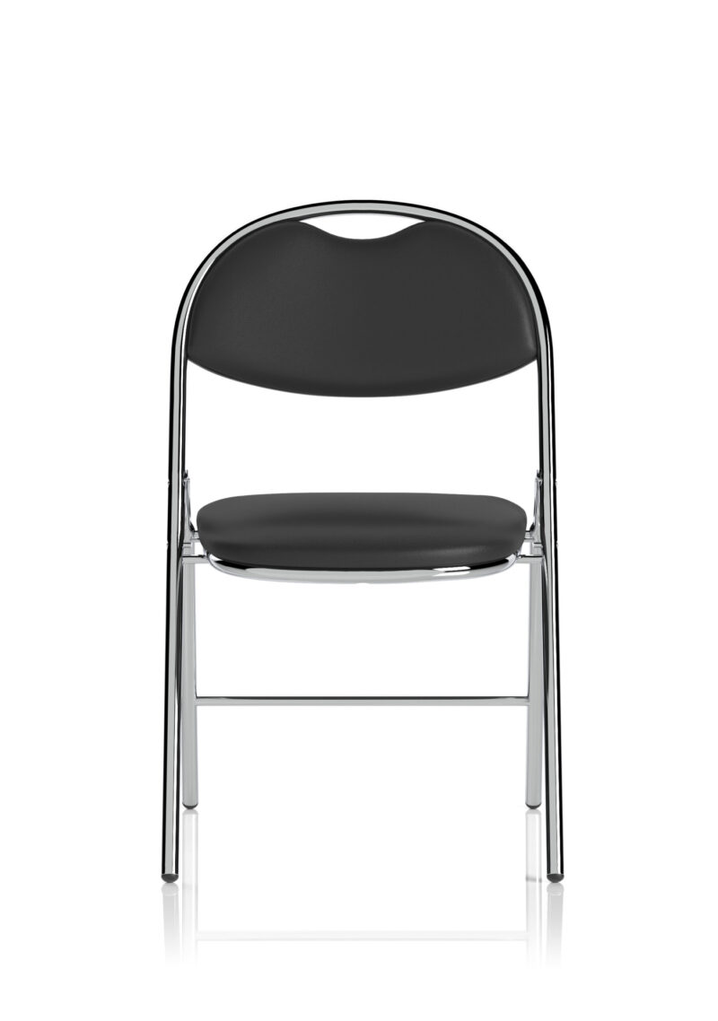 Venice High Back Black Vinyl Chrome Frame Folding Visitor Chair - Image 2
