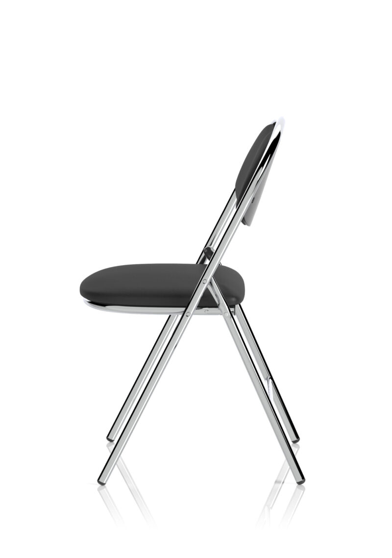Venice High Back Black Vinyl Chrome Frame Folding Visitor Chair - Image 4