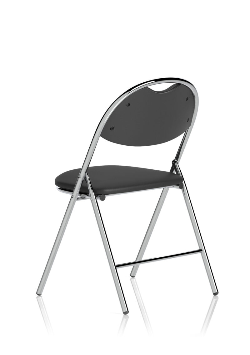 Venice High Back Black Vinyl Chrome Frame Folding Visitor Chair - Image 5