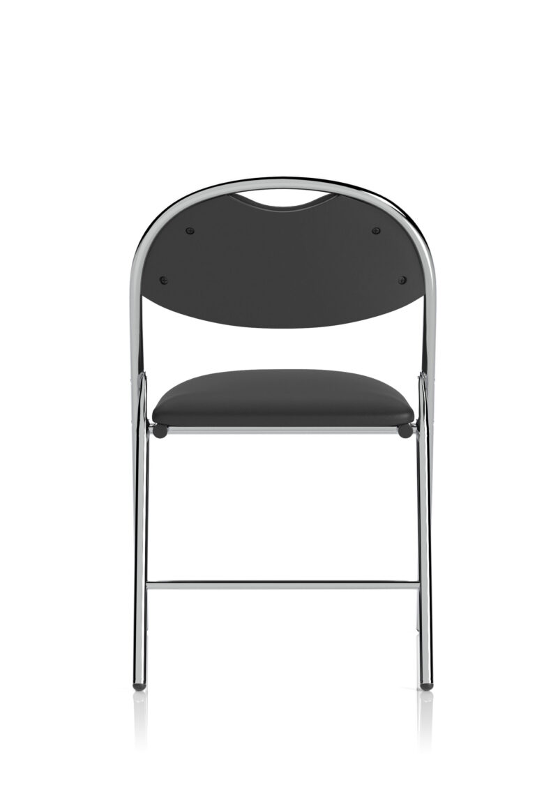 Venice High Back Black Vinyl Chrome Frame Folding Visitor Chair - Image 6