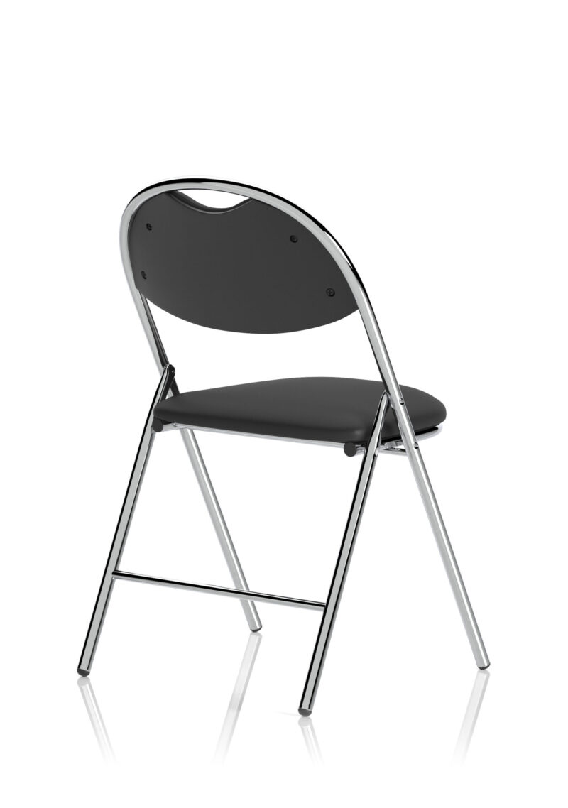 Venice High Back Black Vinyl Chrome Frame Folding Visitor Chair - Image 7