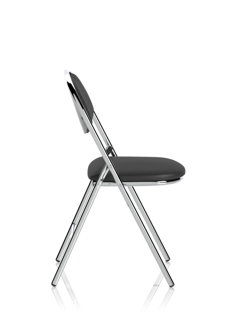 Venice High Back Black Vinyl Chrome Frame Folding Visitor Chair - Image 8