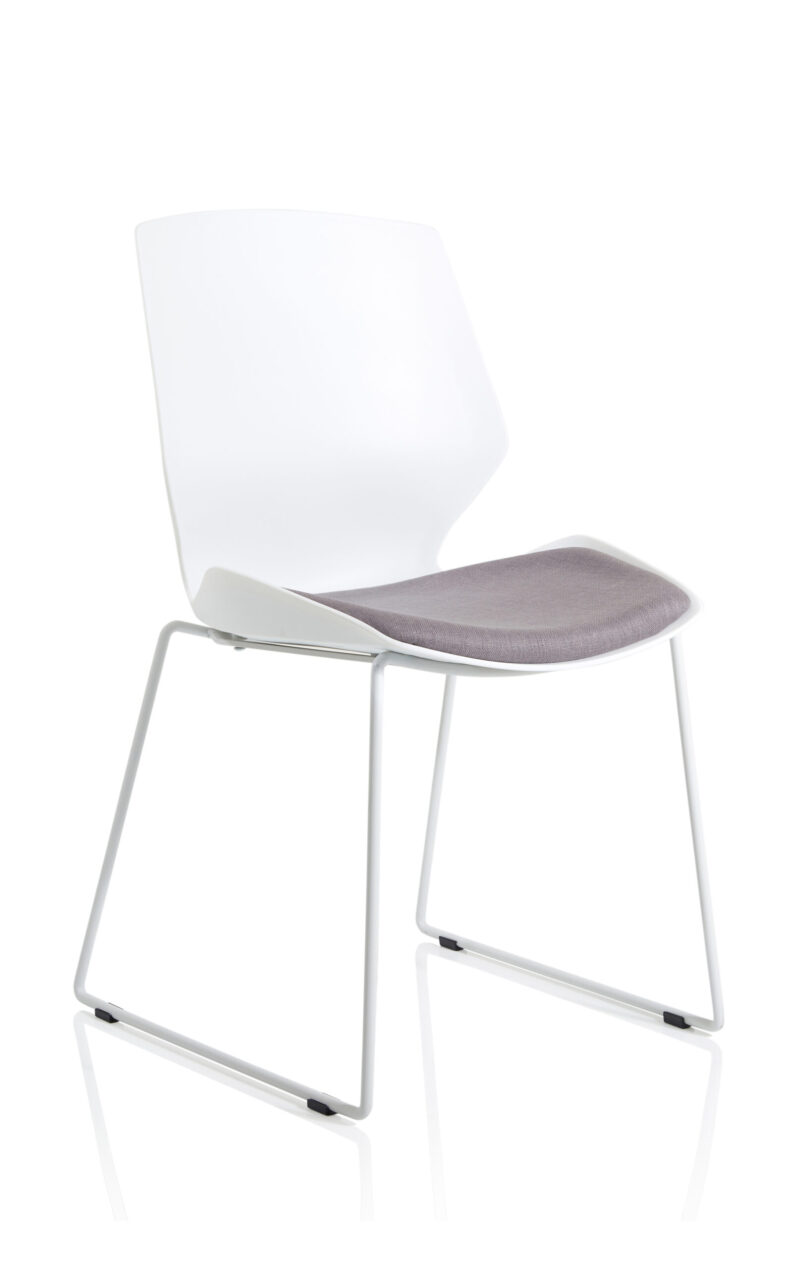 Verona Sled White Frame Fabric Seat Visitor Chair