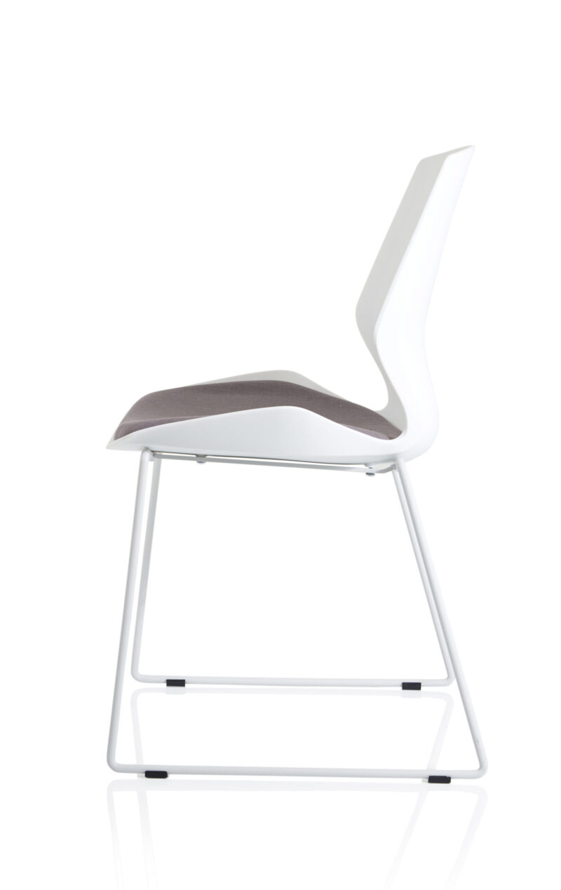 Verona Sled White Frame Fabric Seat Visitor Chair - Image 4