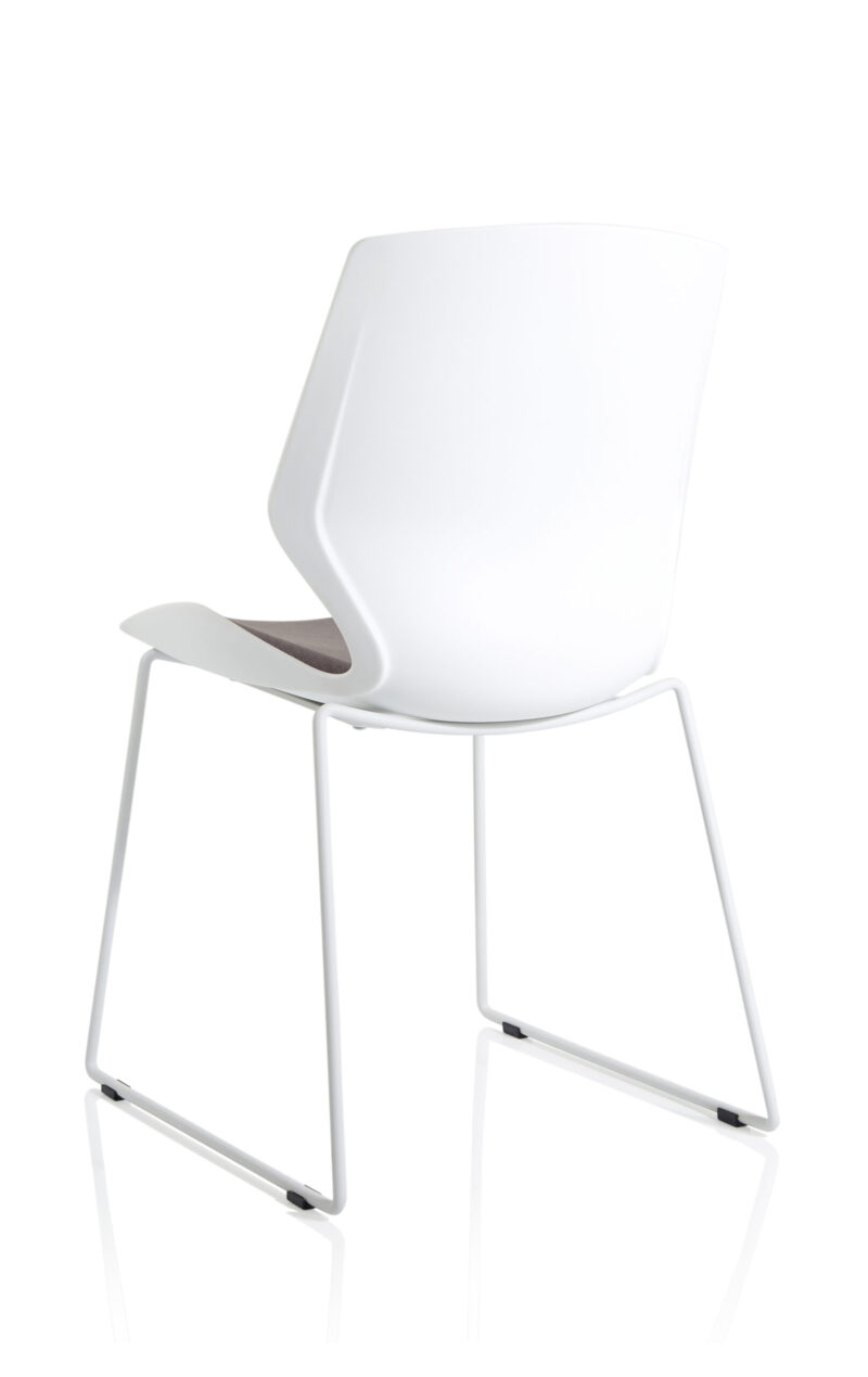 Verona Sled White Frame Fabric Seat Visitor Chair - Image 5