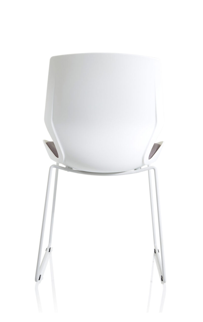 Verona Sled White Frame Fabric Seat Visitor Chair - Image 6