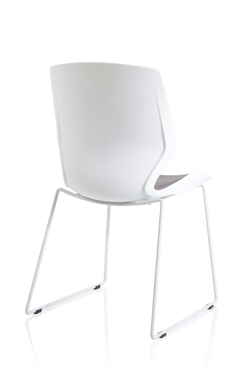 Verona Sled White Frame Fabric Seat Visitor Chair - Image 7