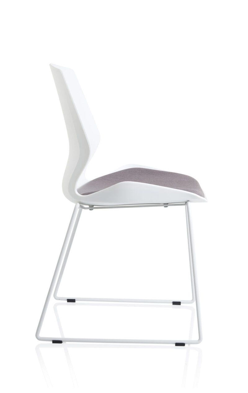 Verona Sled White Frame Fabric Seat Visitor Chair - Image 8