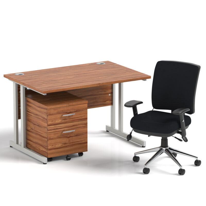 Surge 1200mm Cantilever Straight Desk With Mobile Pedestal and Align Medium Back Black Operator Chair - Image 4