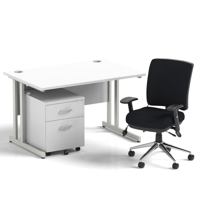 Surge 1200mm Cantilever Straight Desk With Mobile Pedestal and Align Medium Back Black Operator Chair - Image 5
