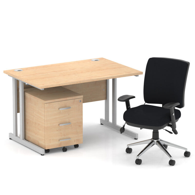 Surge 1200mm Cantilever Straight Desk With Mobile Pedestal and Align Medium Back Black Operator Chair - Image 8