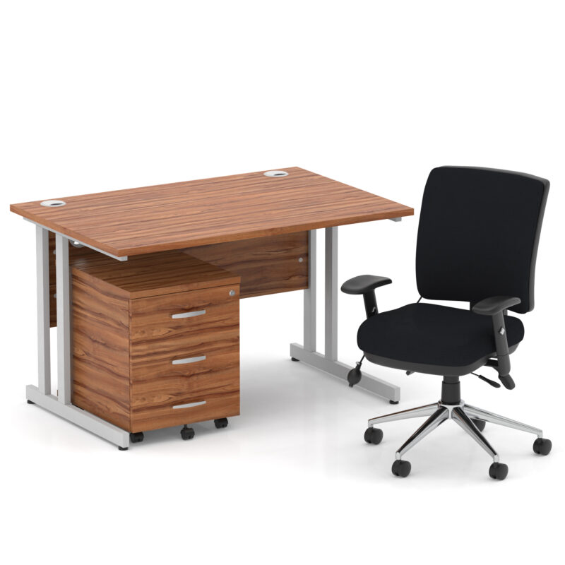 Surge 1200mm Cantilever Straight Desk With Mobile Pedestal and Align Medium Back Black Operator Chair - Image 10