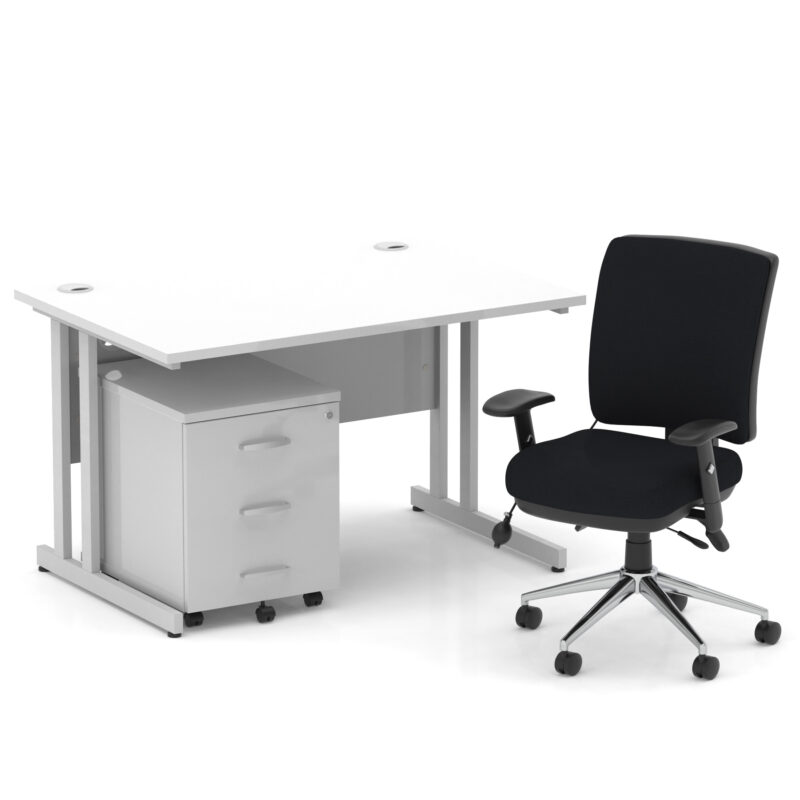 Surge 1200mm Cantilever Straight Desk With Mobile Pedestal and Align Medium Back Black Operator Chair - Image 11