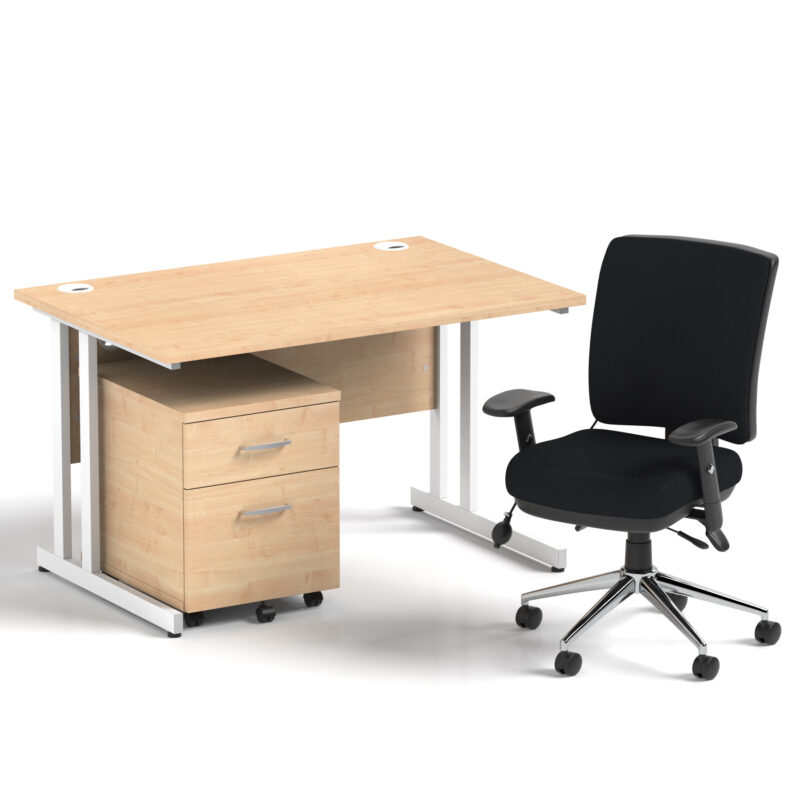 Surge 1200mm Cantilever Straight Desk With Mobile Pedestal and Align Medium Back Black Operator Chair - Image 14