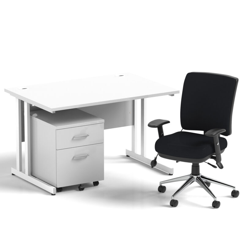 Surge 1200mm Cantilever Straight Desk With Mobile Pedestal and Align Medium Back Black Operator Chair - Image 17