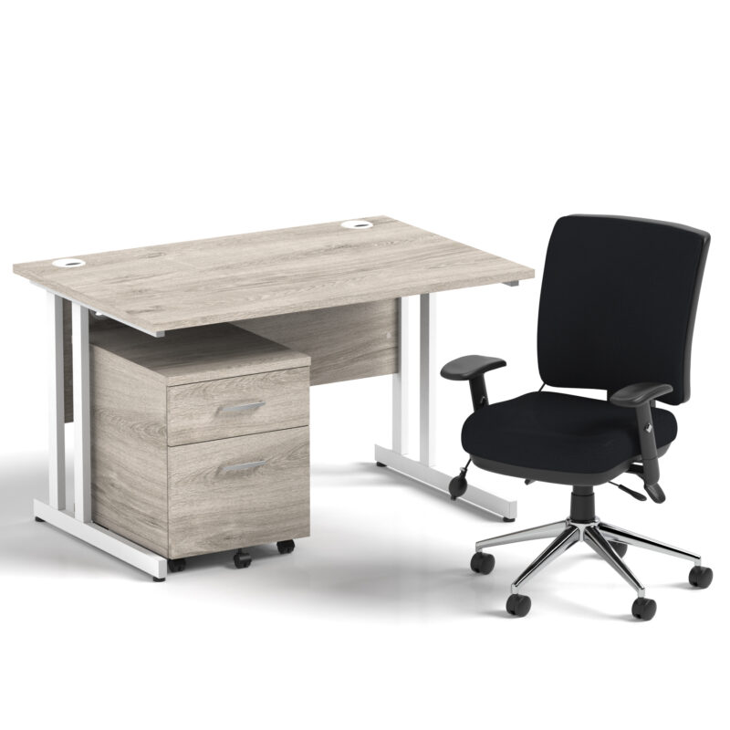 Surge 1200mm Cantilever Straight Desk With Mobile Pedestal and Align Medium Back Black Operator Chair - Image 18
