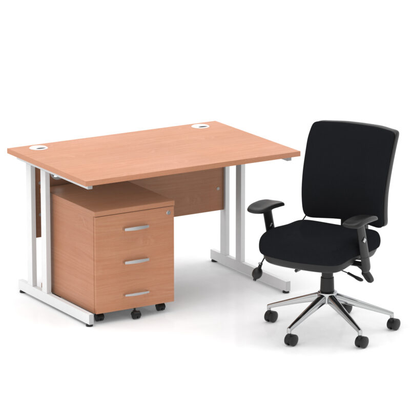 Surge 1200mm Cantilever Straight Desk With Mobile Pedestal and Align Medium Back Black Operator Chair - Image 19