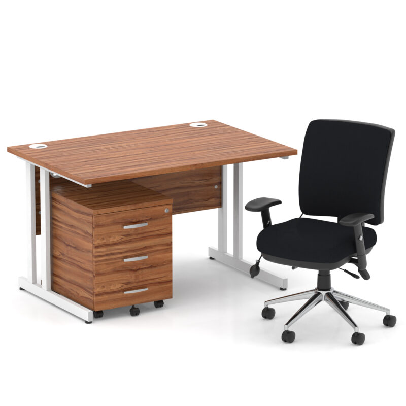 Surge 1200mm Cantilever Straight Desk With Mobile Pedestal and Align Medium Back Black Operator Chair - Image 22