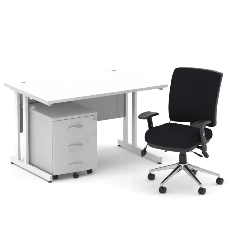 Surge 1200mm Cantilever Straight Desk With Mobile Pedestal and Align Medium Back Black Operator Chair - Image 23