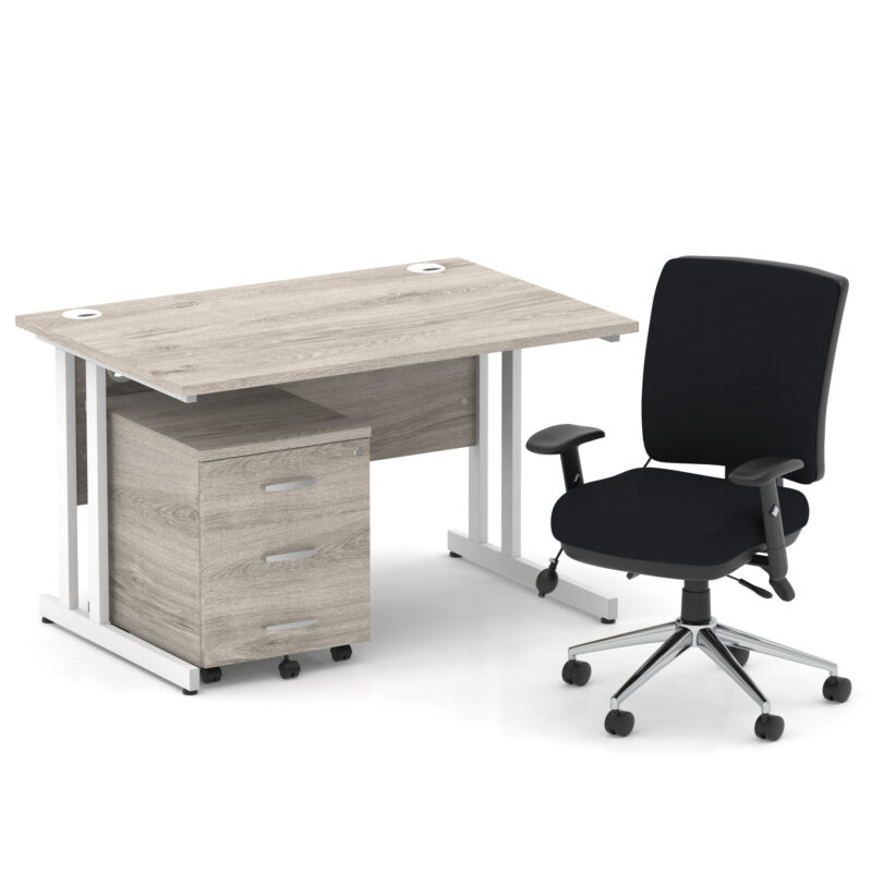 Surge 1200mm Cantilever Straight Desk With Mobile Pedestal and Align Medium Back Black Operator Chair - Image 24