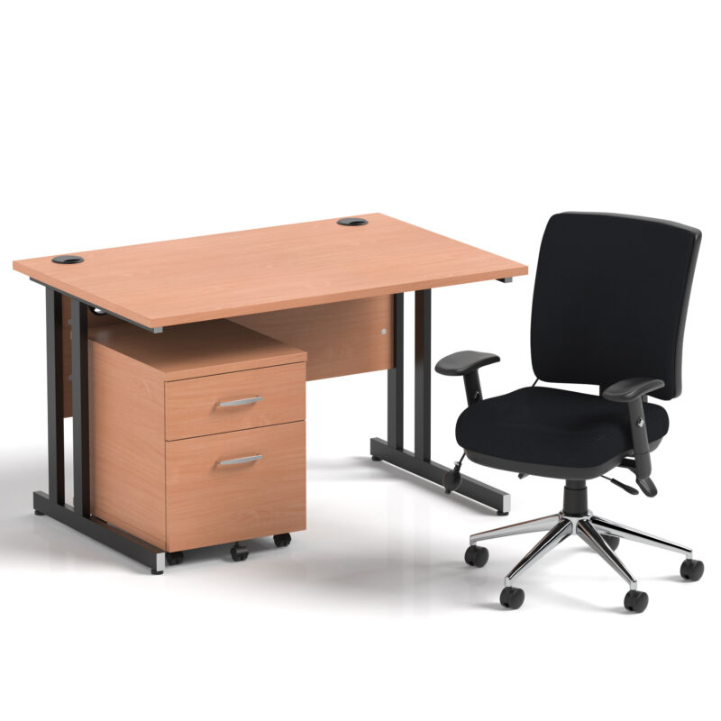 Surge 1200mm Cantilever Straight Desk With Mobile Pedestal and Align Medium Back Black Operator Chair - Image 25