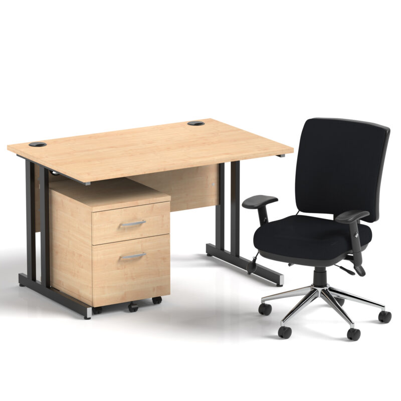 Surge 1200mm Cantilever Straight Desk With Mobile Pedestal and Align Medium Back Black Operator Chair - Image 26