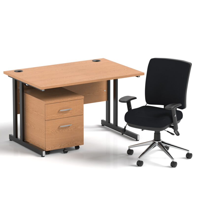 Surge 1200mm Cantilever Straight Desk With Mobile Pedestal and Align Medium Back Black Operator Chair - Image 27