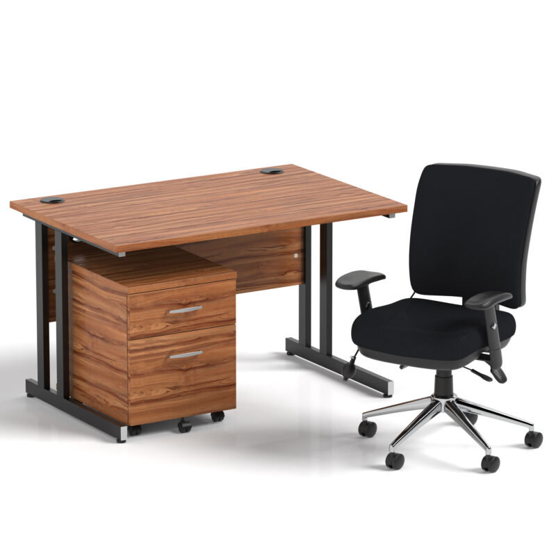 Surge 1200mm Cantilever Straight Desk With Mobile Pedestal and Align Medium Back Black Operator Chair - Image 28