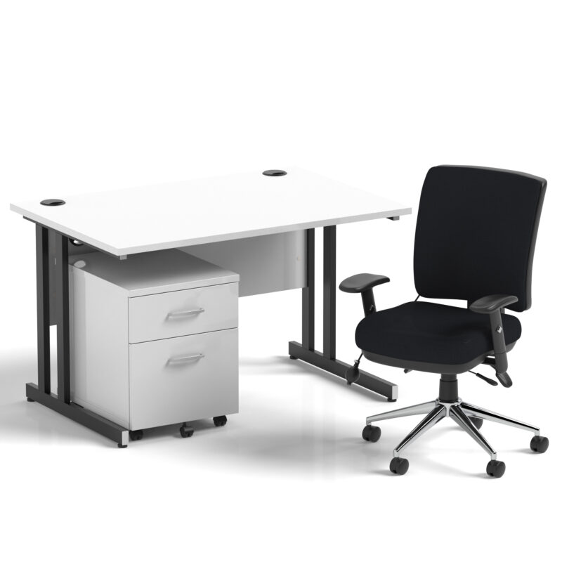 Surge 1200mm Cantilever Straight Desk With Mobile Pedestal and Align Medium Back Black Operator Chair - Image 29
