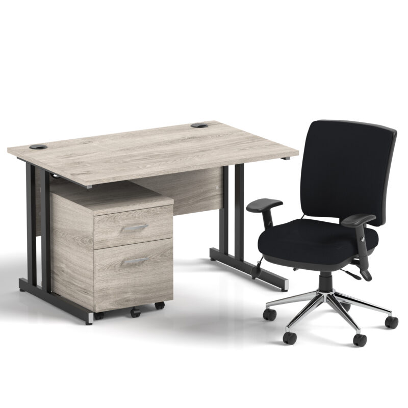 Surge 1200mm Cantilever Straight Desk With Mobile Pedestal and Align Medium Back Black Operator Chair - Image 30