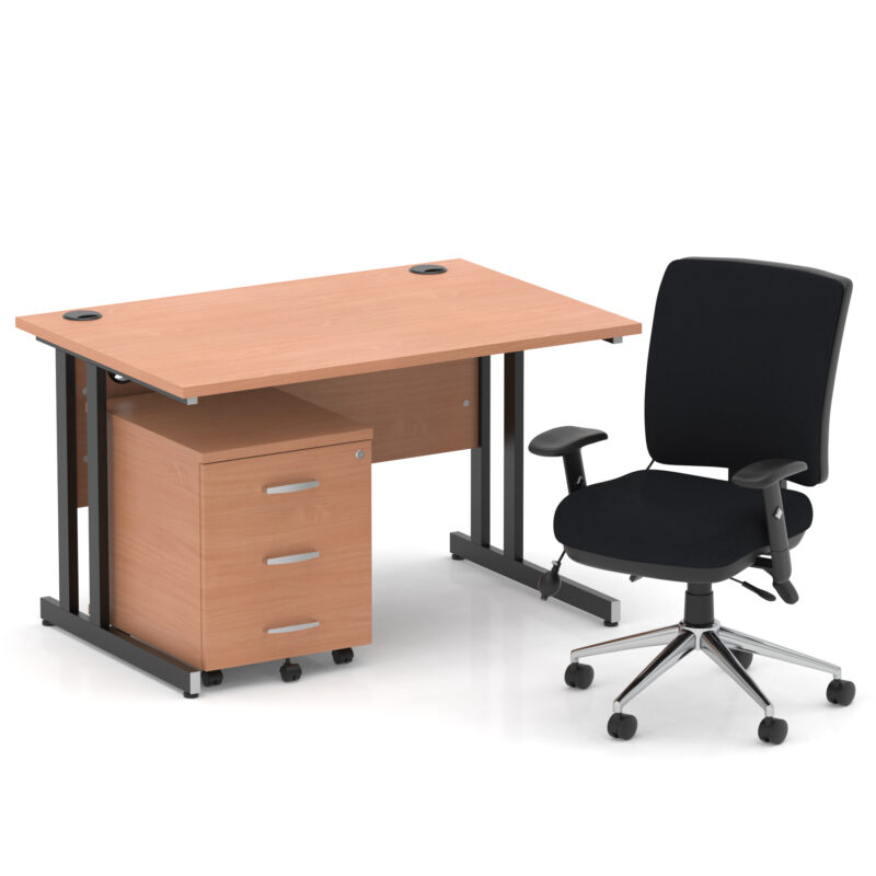 Surge 1200mm Cantilever Straight Desk With Mobile Pedestal and Align Medium Back Black Operator Chair - Image 31