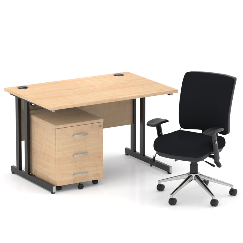 Surge 1200mm Cantilever Straight Desk With Mobile Pedestal and Align Medium Back Black Operator Chair - Image 32