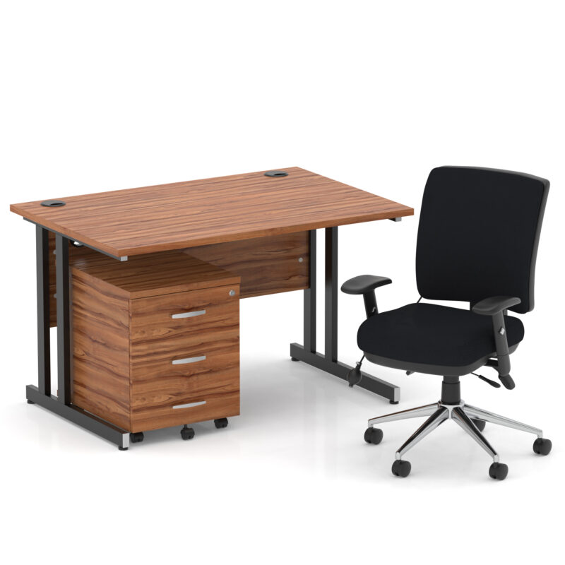 Surge 1200mm Cantilever Straight Desk With Mobile Pedestal and Align Medium Back Black Operator Chair - Image 34