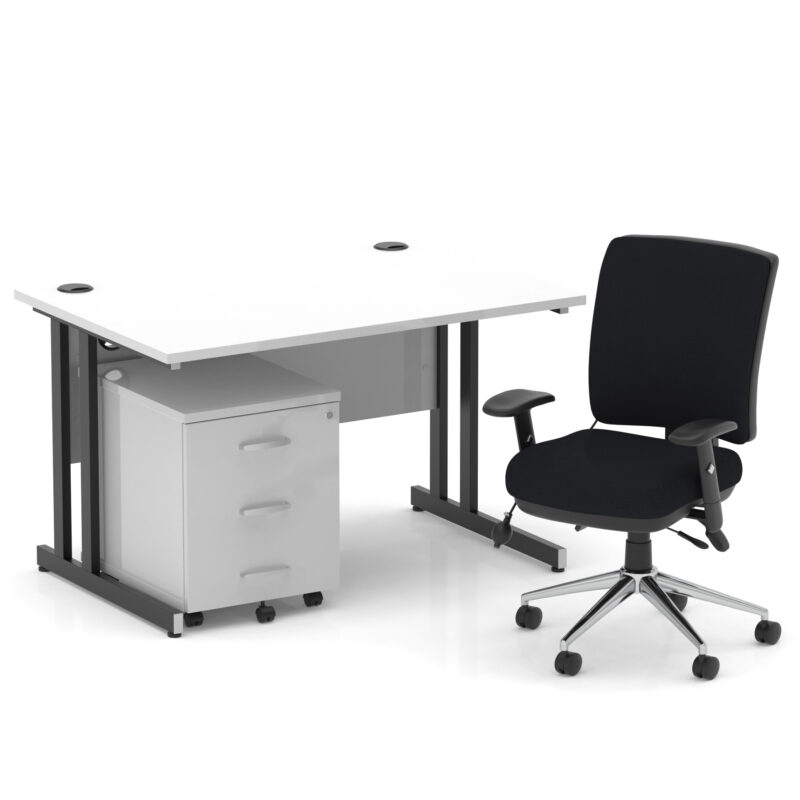 Surge 1200mm Cantilever Straight Desk With Mobile Pedestal and Align Medium Back Black Operator Chair - Image 35