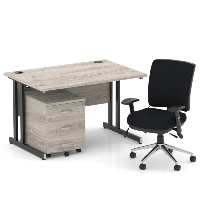Surge 1200mm Cantilever Straight Desk With Mobile Pedestal and Align Medium Back Black Operator Chair - Image 36