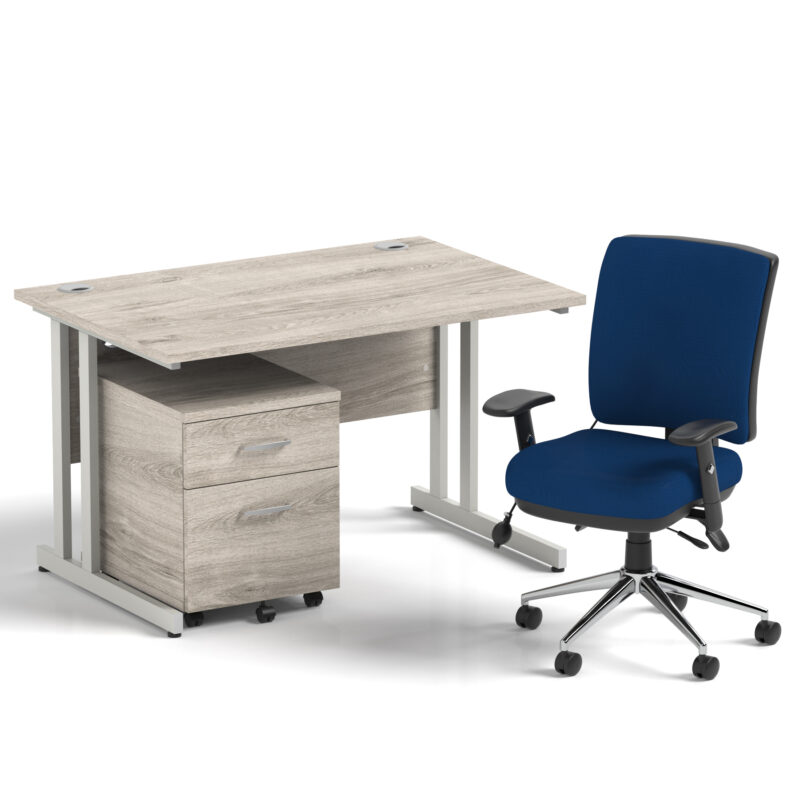 Surge 1200mm Cantilever Straight Desk With Mobile Pedestal and Align Medium Back Blue Operator Chair - Image 6