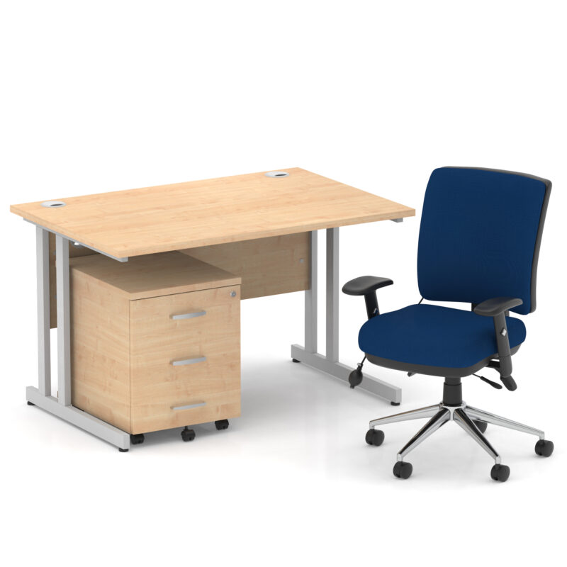 Surge 1200mm Cantilever Straight Desk With Mobile Pedestal and Align Medium Back Blue Operator Chair - Image 8