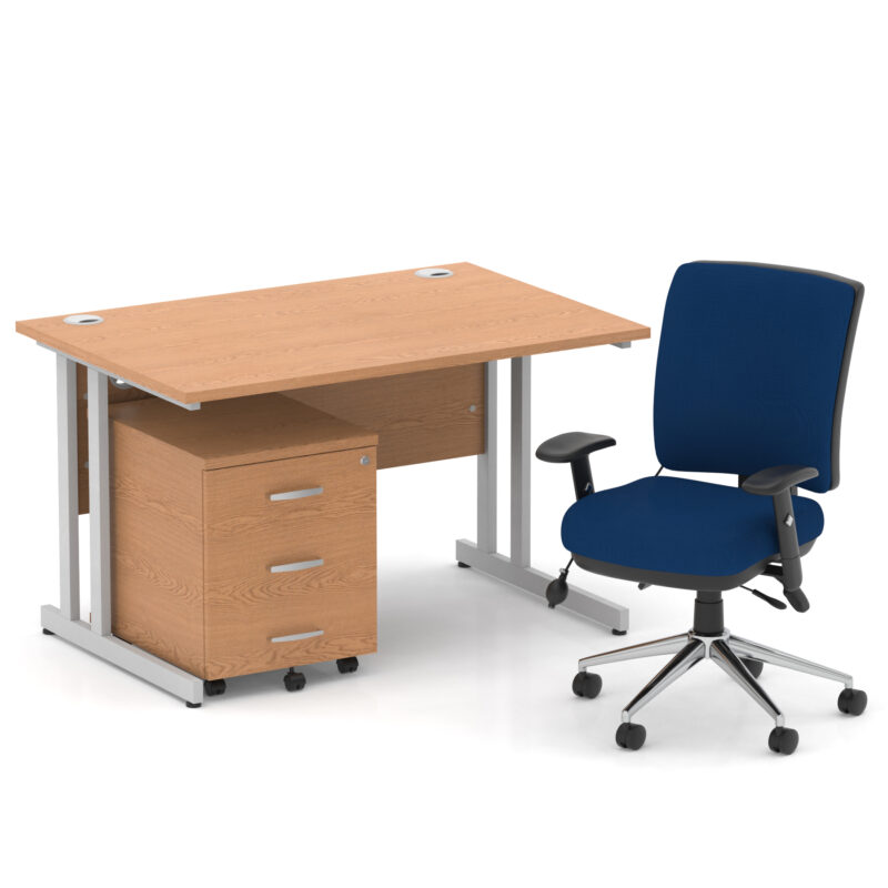 Surge 1200mm Cantilever Straight Desk With Mobile Pedestal and Align Medium Back Blue Operator Chair - Image 9