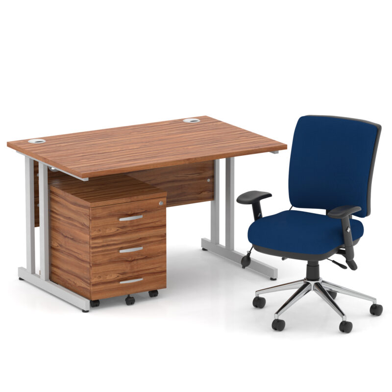 Surge 1200mm Cantilever Straight Desk With Mobile Pedestal and Align Medium Back Blue Operator Chair - Image 10