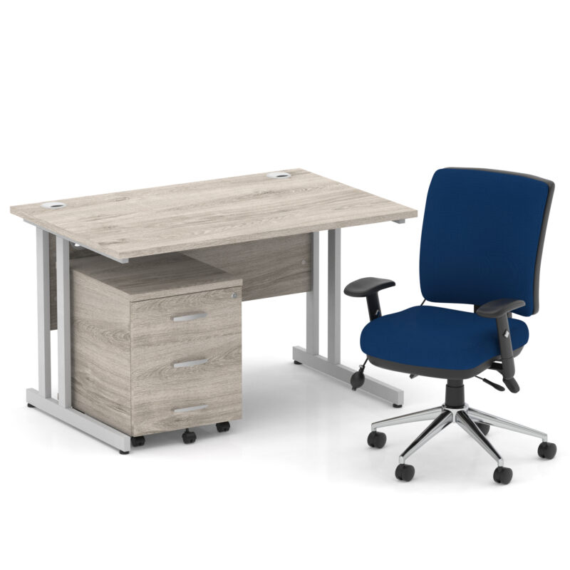 Surge 1200mm Cantilever Straight Desk With Mobile Pedestal and Align Medium Back Blue Operator Chair - Image 12