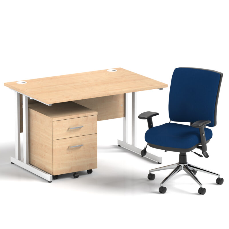 Surge 1200mm Cantilever Straight Desk With Mobile Pedestal and Align Medium Back Blue Operator Chair - Image 14