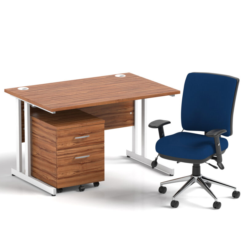 Surge 1200mm Cantilever Straight Desk With Mobile Pedestal and Align Medium Back Blue Operator Chair - Image 16
