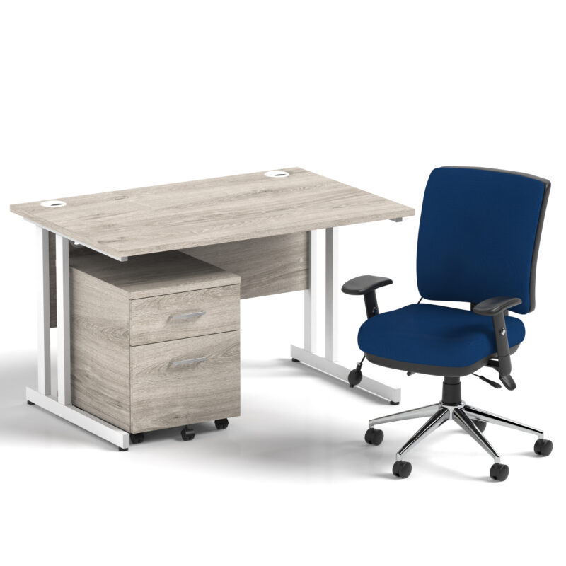 Surge 1200mm Cantilever Straight Desk With Mobile Pedestal and Align Medium Back Blue Operator Chair - Image 18