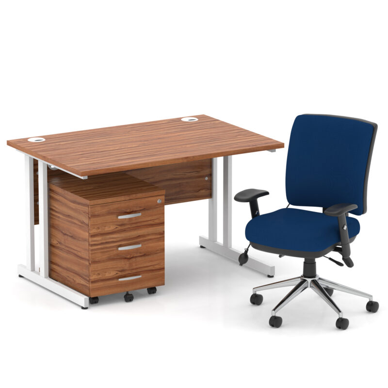 Surge 1200mm Cantilever Straight Desk With Mobile Pedestal and Align Medium Back Blue Operator Chair - Image 22