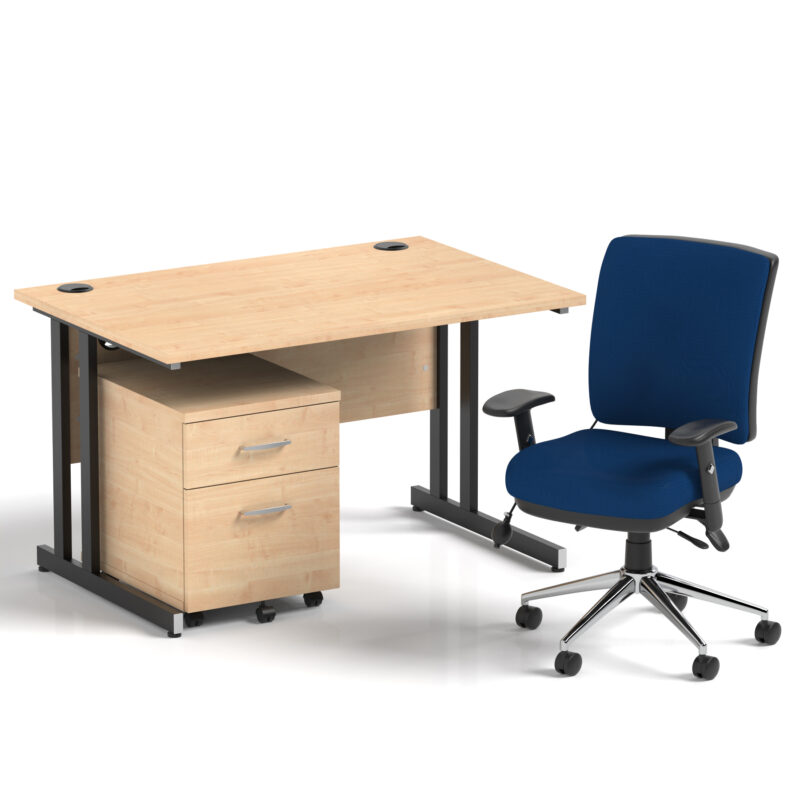 Surge 1200mm Cantilever Straight Desk With Mobile Pedestal and Align Medium Back Blue Operator Chair - Image 26