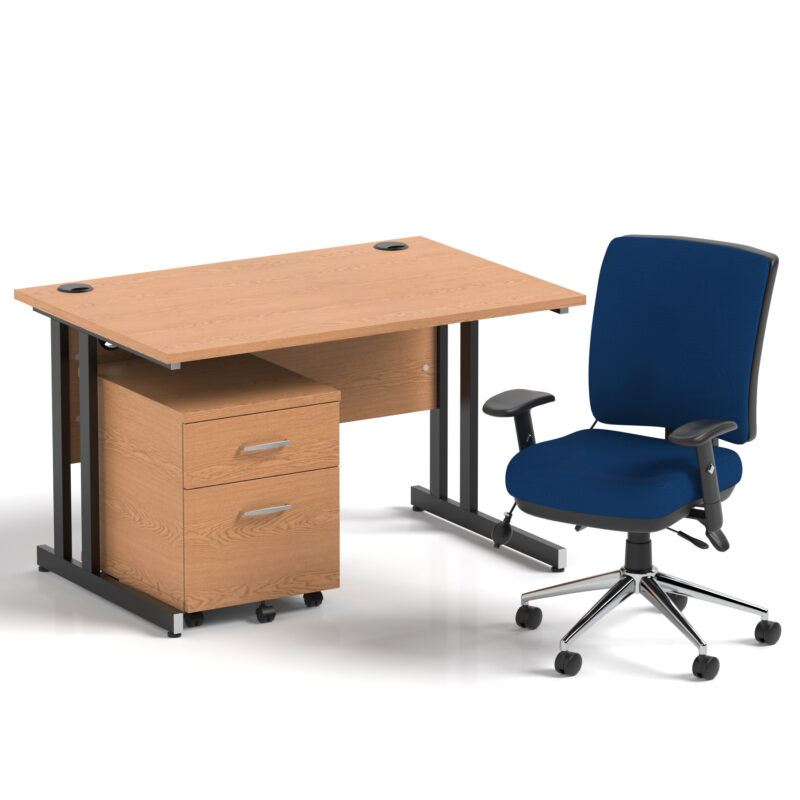 Surge 1200mm Cantilever Straight Desk With Mobile Pedestal and Align Medium Back Blue Operator Chair - Image 27